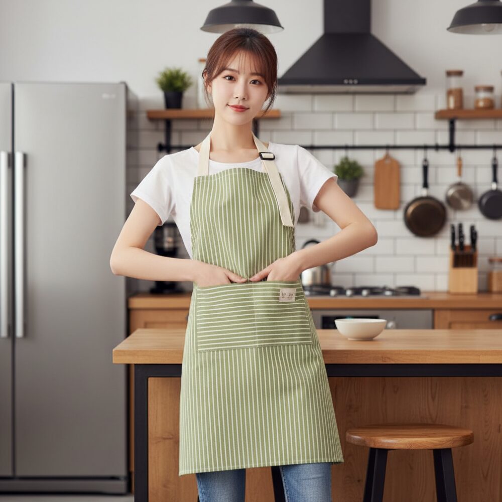 멜로우위시 예쁜 주방 여성 원피스 앞치마, 1개, 그린+그린할인 상세 이미지 2