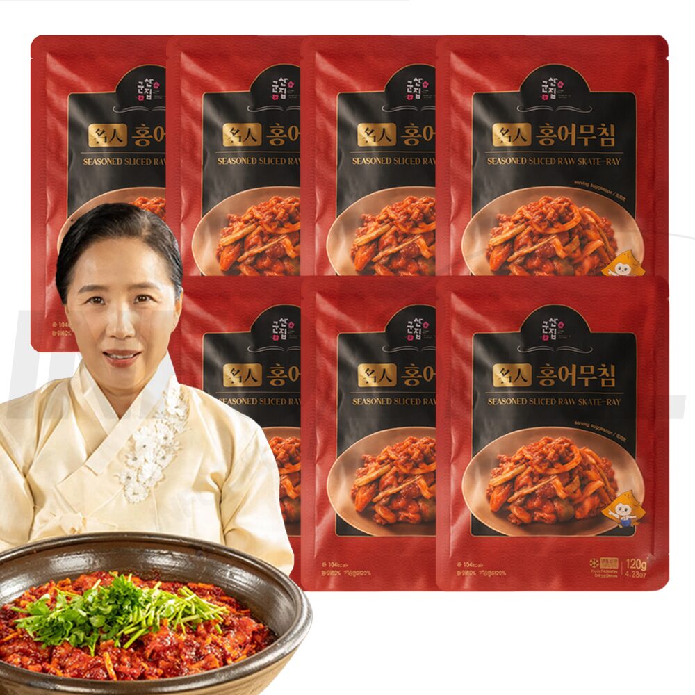 [TV홈쇼핑정품 인포벨]군산 명물 군산집 조선옥 명인 홍어 무침 손질 뼈제거 남도 미나리 양념 무침 반찬, 7개, 120g 상세 이미지 1