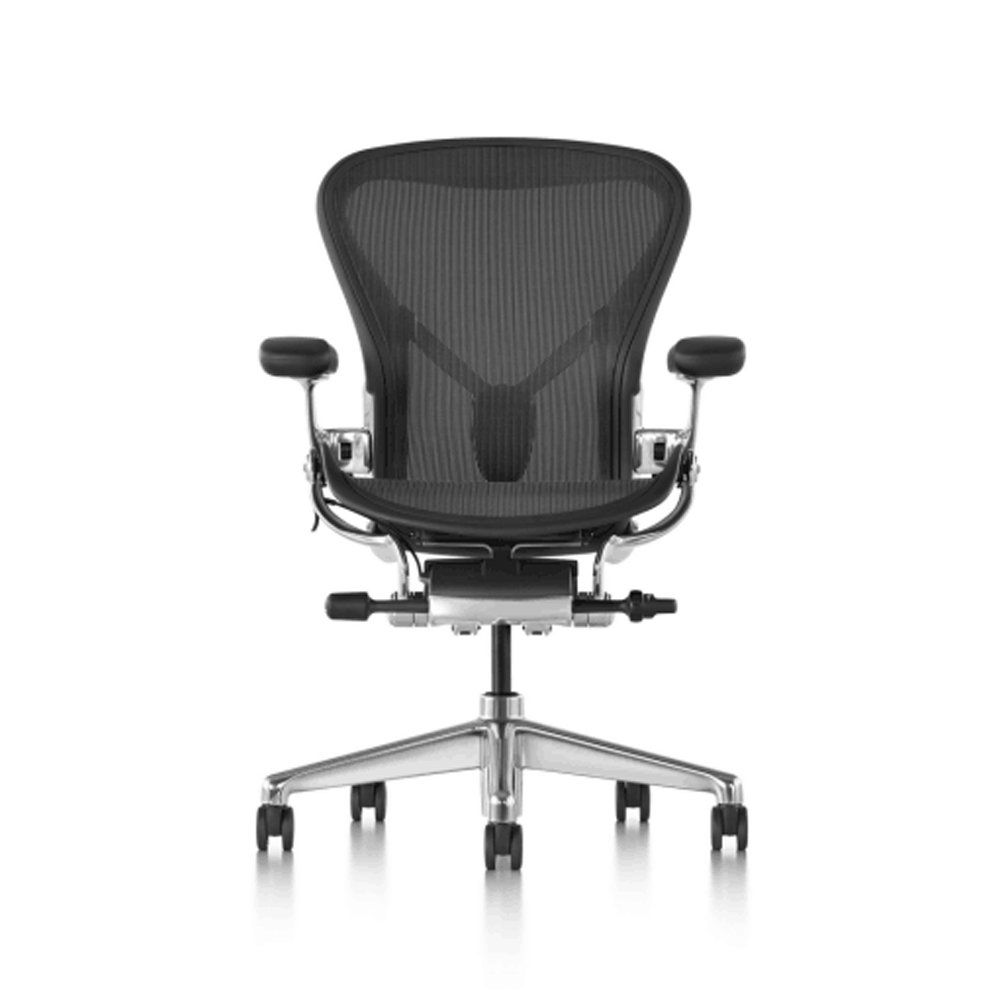 Herman Miller 허먼밀러 뉴 에어론 의자 CD체어 그라파이트/미네랄 (헤드레스트+플로어휠), Size C 그라파이트 PU 암패드 상세 이미지 1