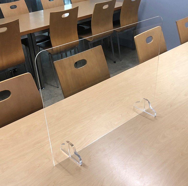 방탄 아크릴 비말 식당 테이블 칸막이 600 x 450 mm, 투명 상세 이미지 1