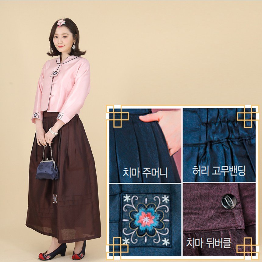 애비뉴투지 엄마옷 곱디고운 사계절 여성 어른 양단 개량한복 혼주 하객 결혼식 환갑 상하세트 H01146 상세 이미지 2