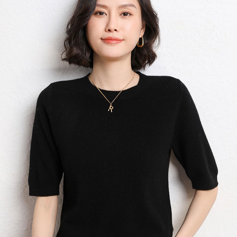 2장묶음 여름 여성 베이직 데일리 슬림핏 반팔 니트티 소프트 라운드 니트티셔츠 프리미엄원단 1+1할인 상세 이미지 2
