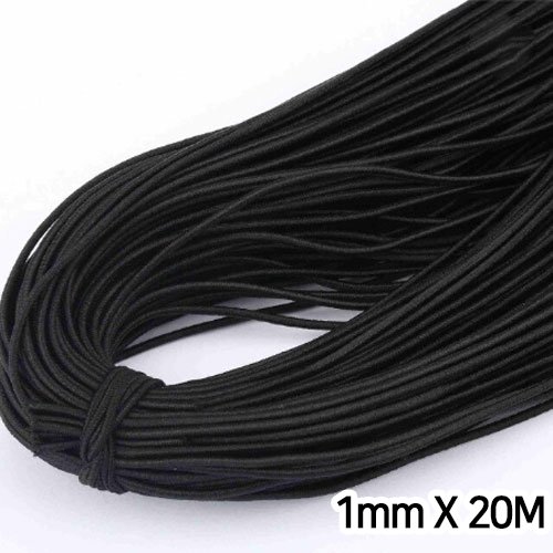 면고무줄 1mm X 20M 흰색 검정 모음 천고무줄 다용도 고무밴드, 면고무줄 1mm X 20M 검정, 1개 상세 이미지 1