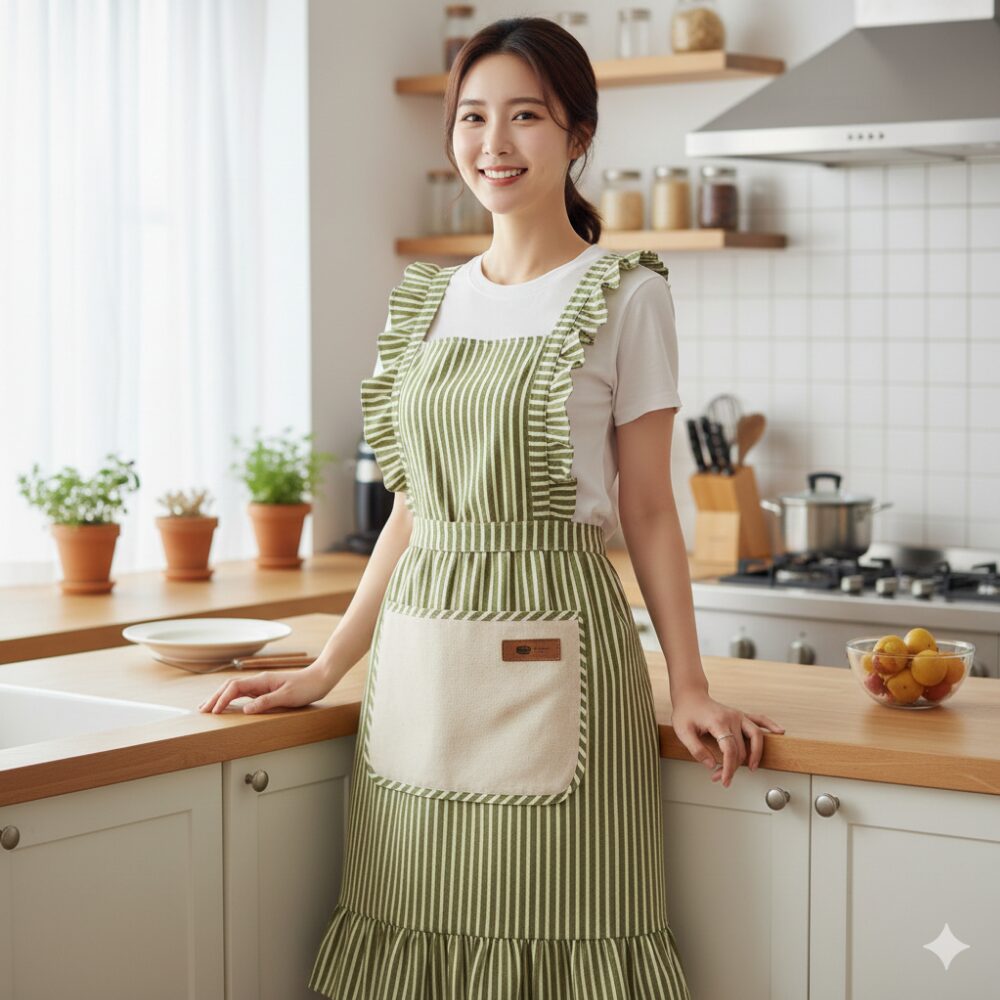 멜로우위시 예쁜 주방 여성 원피스 앞치마, 1개, 그린+그린할인 상세 이미지 1