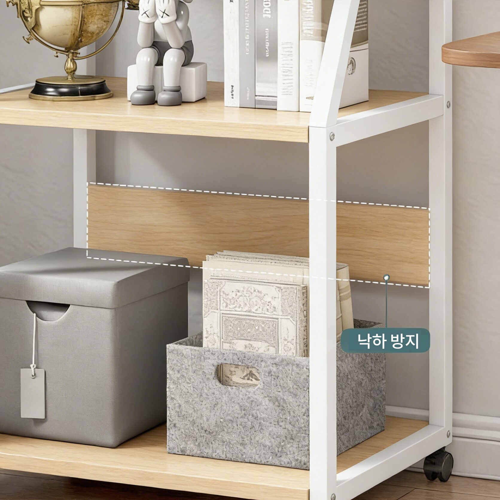 GAPINO 이동식 프린터 받침대 컴퓨터 본체 받침대 다용도 선반, 2단, 오크 상세 이미지 1