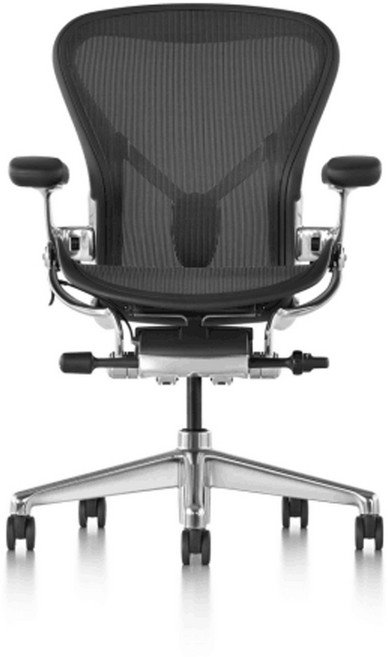 Herman Miller 허먼밀러 뉴 에어론 의자 CD체어 그라파이트/미네랄 (헤드레스트+플로어휠), Size C 그라파이트 PU 암패드
