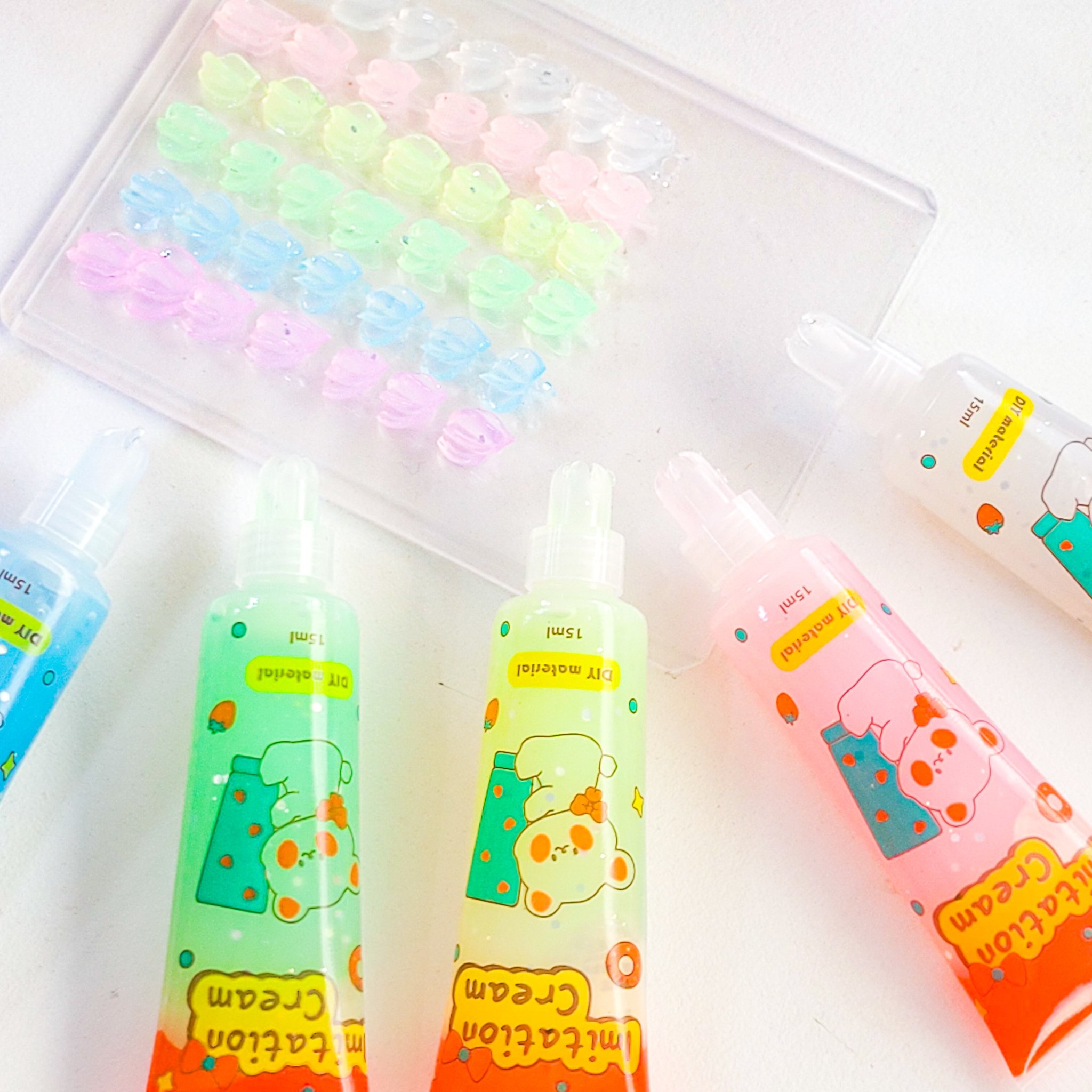 글리터 미니 파스텔 15ml 데코덴 크림 데코크림 접착 탑로더 꾸미기, 투명 상세 이미지 1