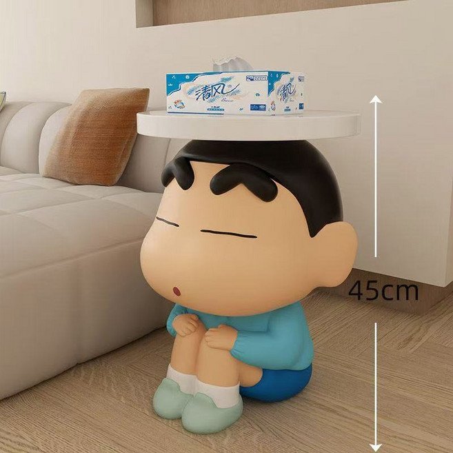 짱구 귀여운사이드테이블 맹구협탁 장식품 수납 라운드 미니 사이드테이블 미니선반, 테이블