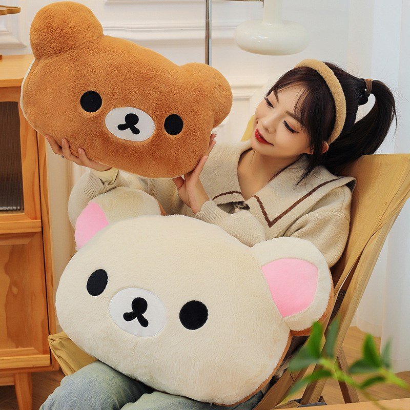 ll귀엽고 깜찍한 리락쿠마 대형 헤드쿠션 베개 대형 테디베어 봉제인형 여자아이 생일 선물, 40cm0.4kg, 화이트 상세 이미지 2