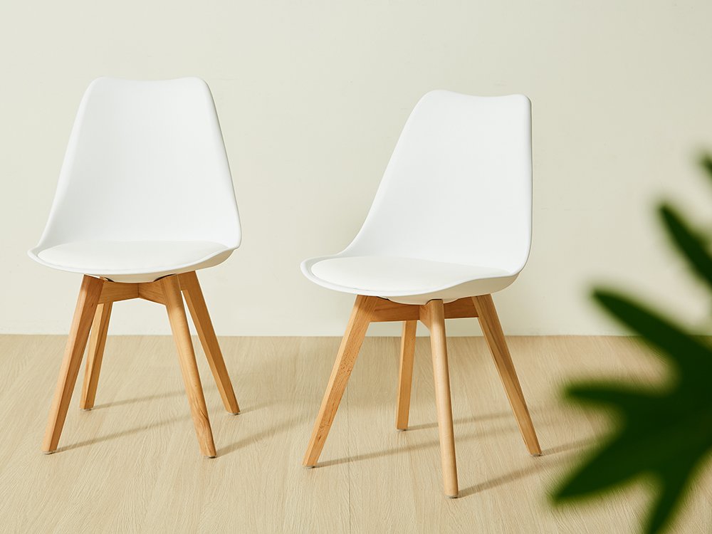 코멧 홈 인테리어 가죽 쿠션 원목 디자인 에펠체어, 화이트, 2개 상세 이미지 2